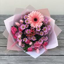 Букет цветов из:  Розы, Герберы и Хризантемы в Березниках
